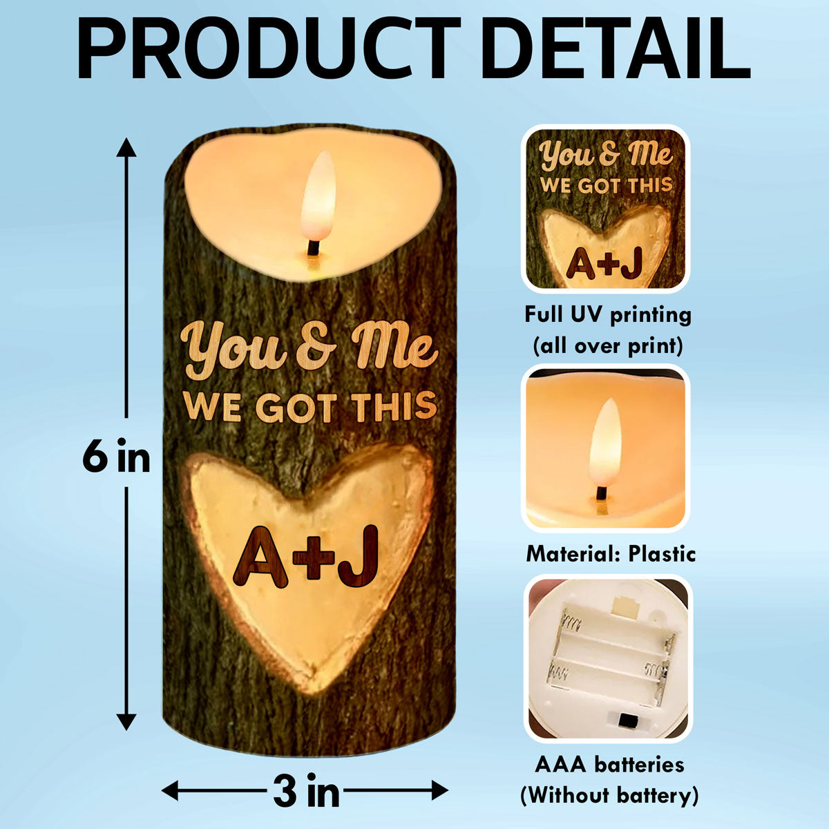 You & Me We Got This Couple Name Carved On Tree Personalized LED Candle