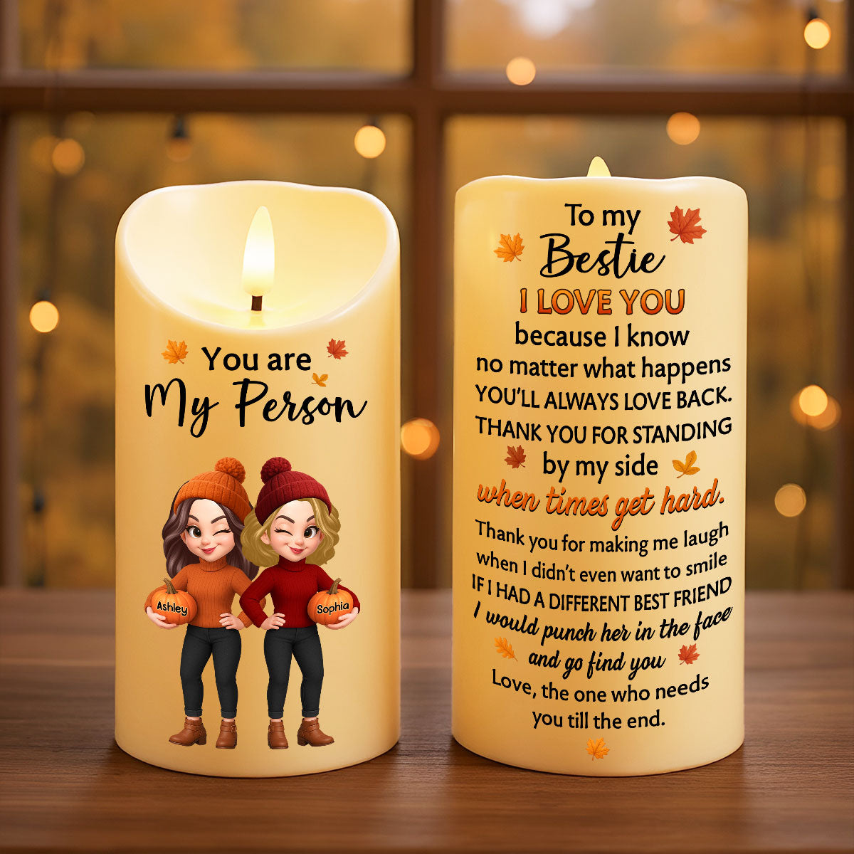 You're My Person Fall Season Besties Sisters Personalized LED Candle