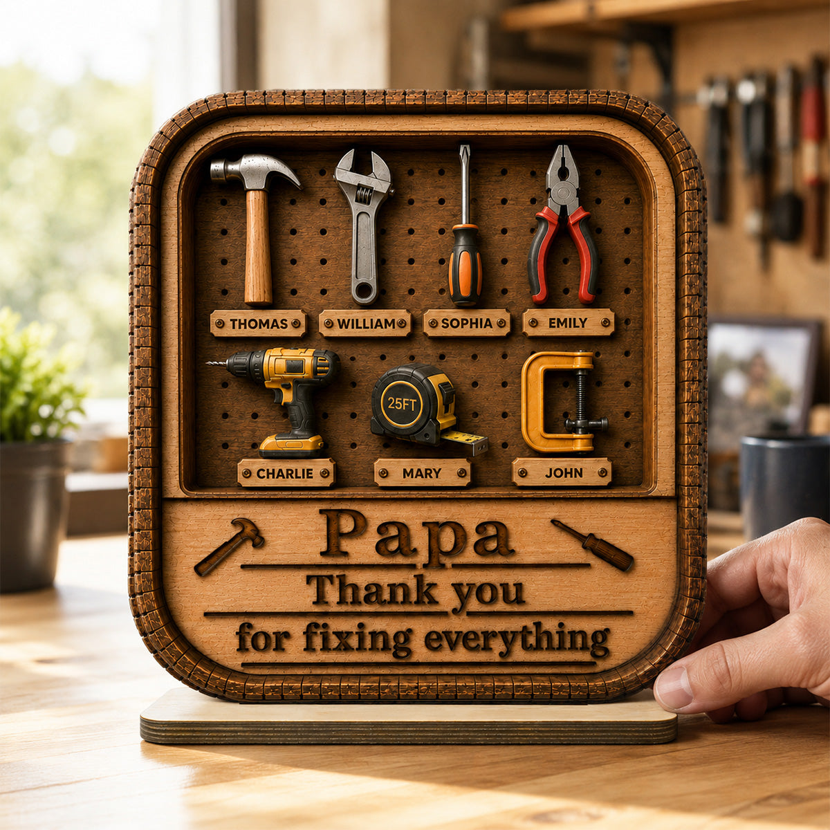Dad Grandpa Tool Box - Personalized 2-Layered Wooden Plaque - Father's Day Gift For Dad, Husband