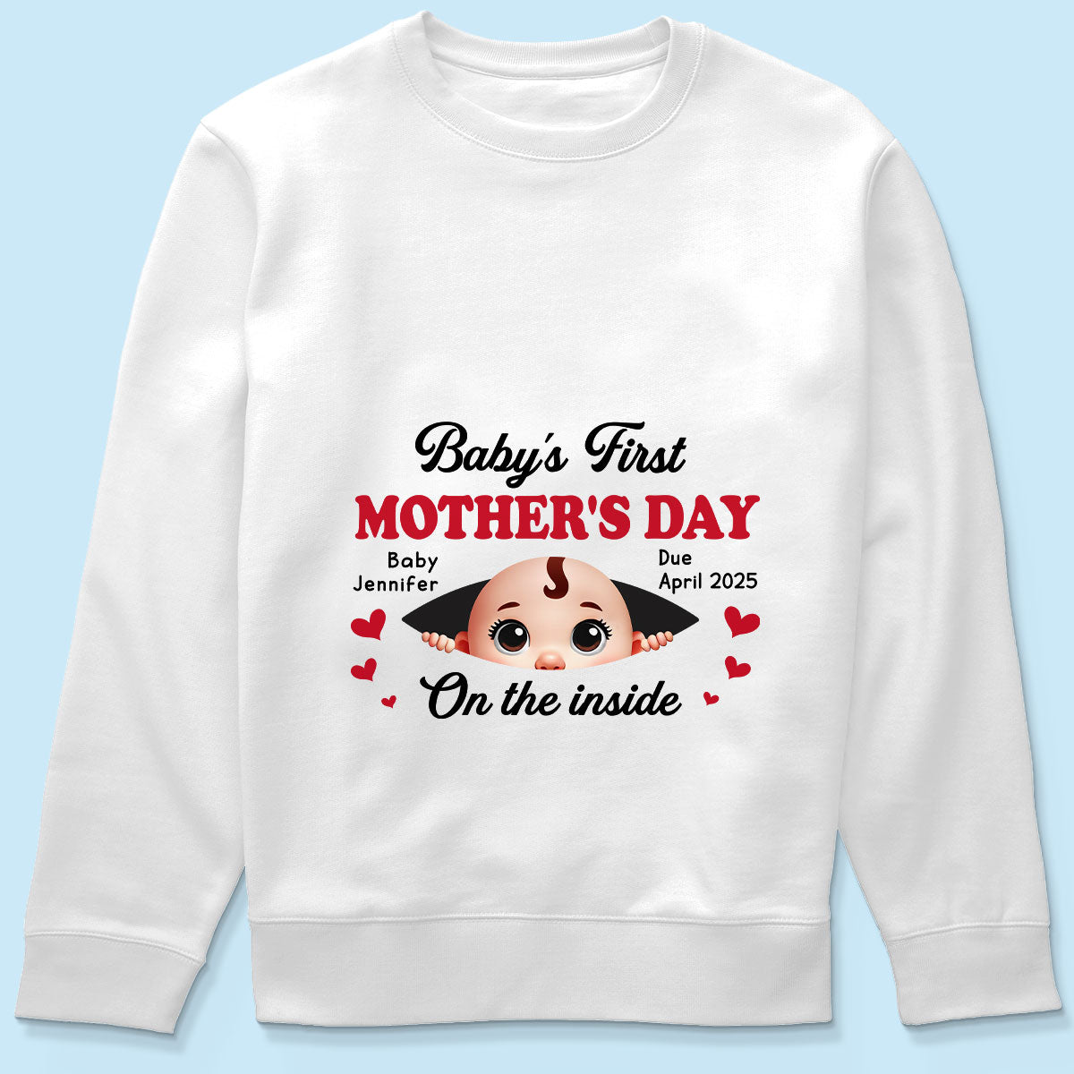 Baby First Mother's Day On The Inside Personalized Shirt, Custom Pregnancy Reveal Shirt, Gift For Expecting Moms