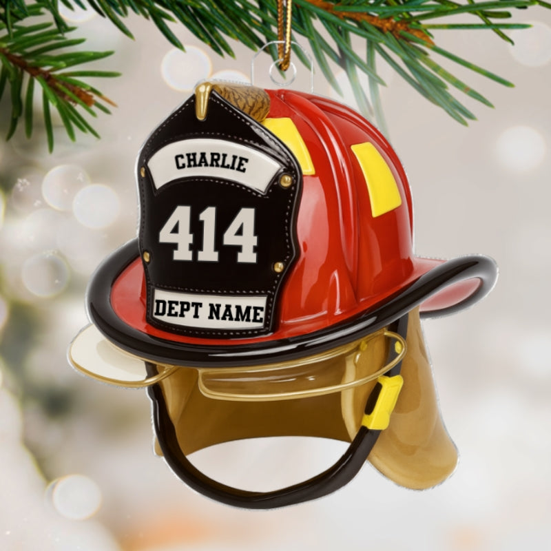 3D Effect Firefighter Helmet - Personalized Acrylic Car Hanger- Gift For Firefighter