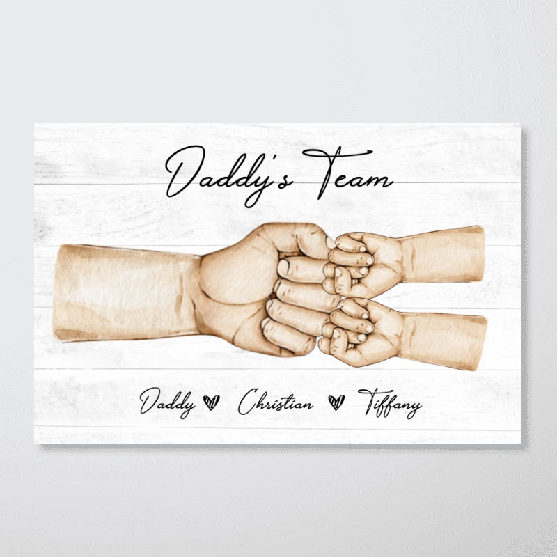 Daddy's Team Fist Bump Personalized Poster, Father's Day Gift For Dad, Grandpa, Husband