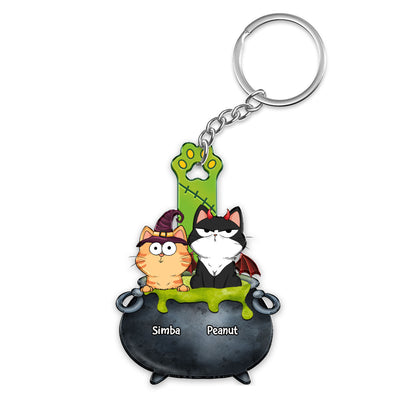Halloween Cats In Poison Pot Personalized Acrylic Keychain
