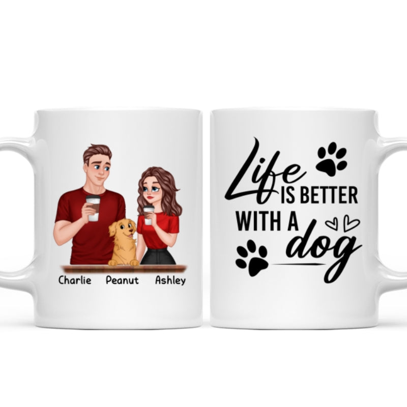 Cartoon Couple You Me & The Dog Personalized Mug