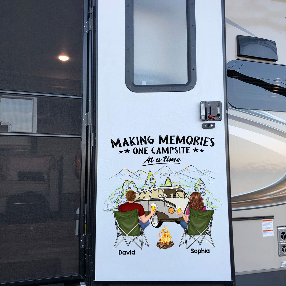 Camping Partners For Life Couple Back View Personalized RV Decal