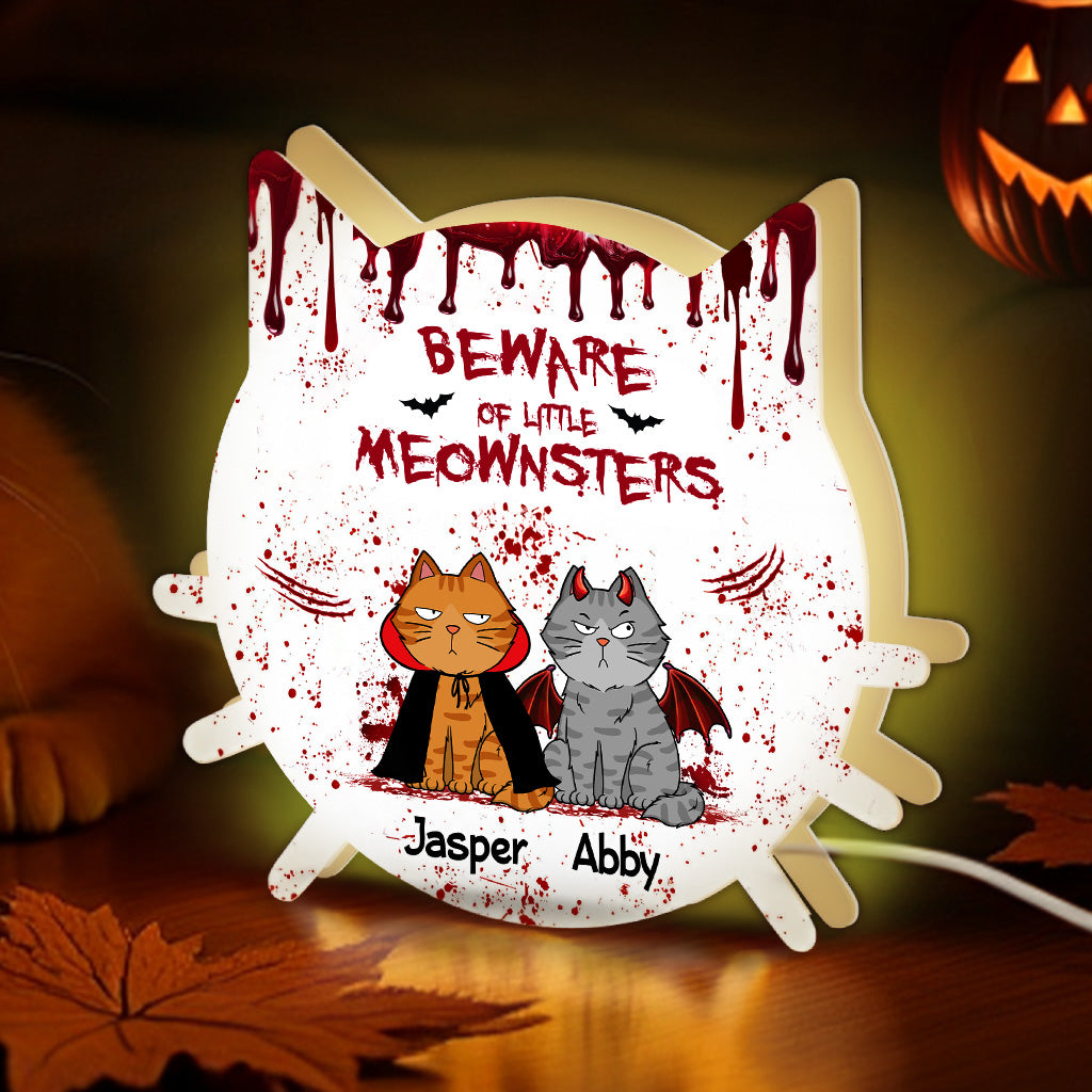 Halloween Beware Of Little Monsters Cats Personalized LED Light Box