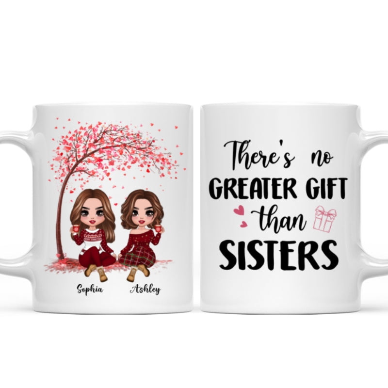 Sitting Doll Besties Under Pink Heart Tree Personalized Mug
