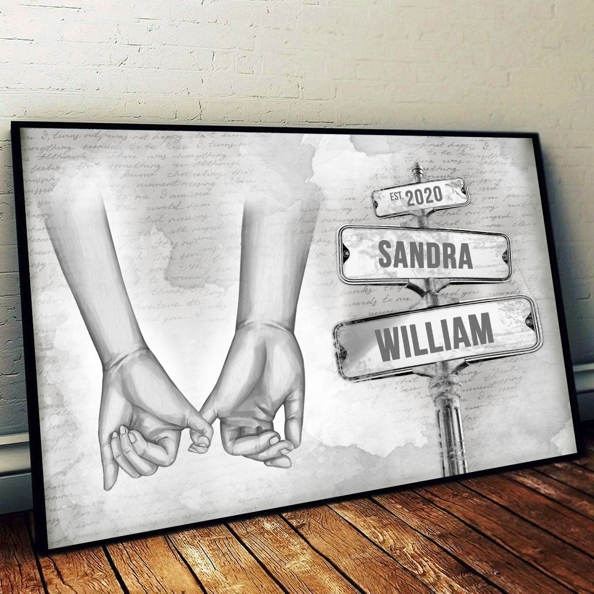 Personalized Vintage Couple Hands Pinky Promise Post Sign Poster,  Gift Anniversary Gift for Couples