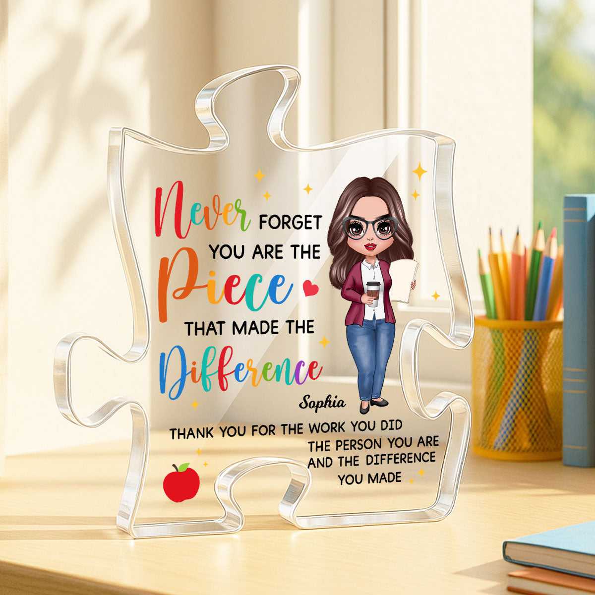 Never Forget The Difference You Made Personalized Puzzle Block Plaque Thank You Appreciation Retirement Gift For Teacher
