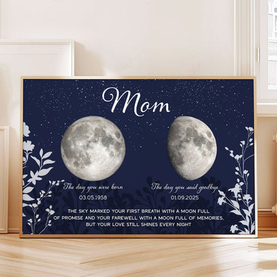 Lost Loved One Moon Phase Art Deep Blue Theme Memorial Keepsake Personalized Poster