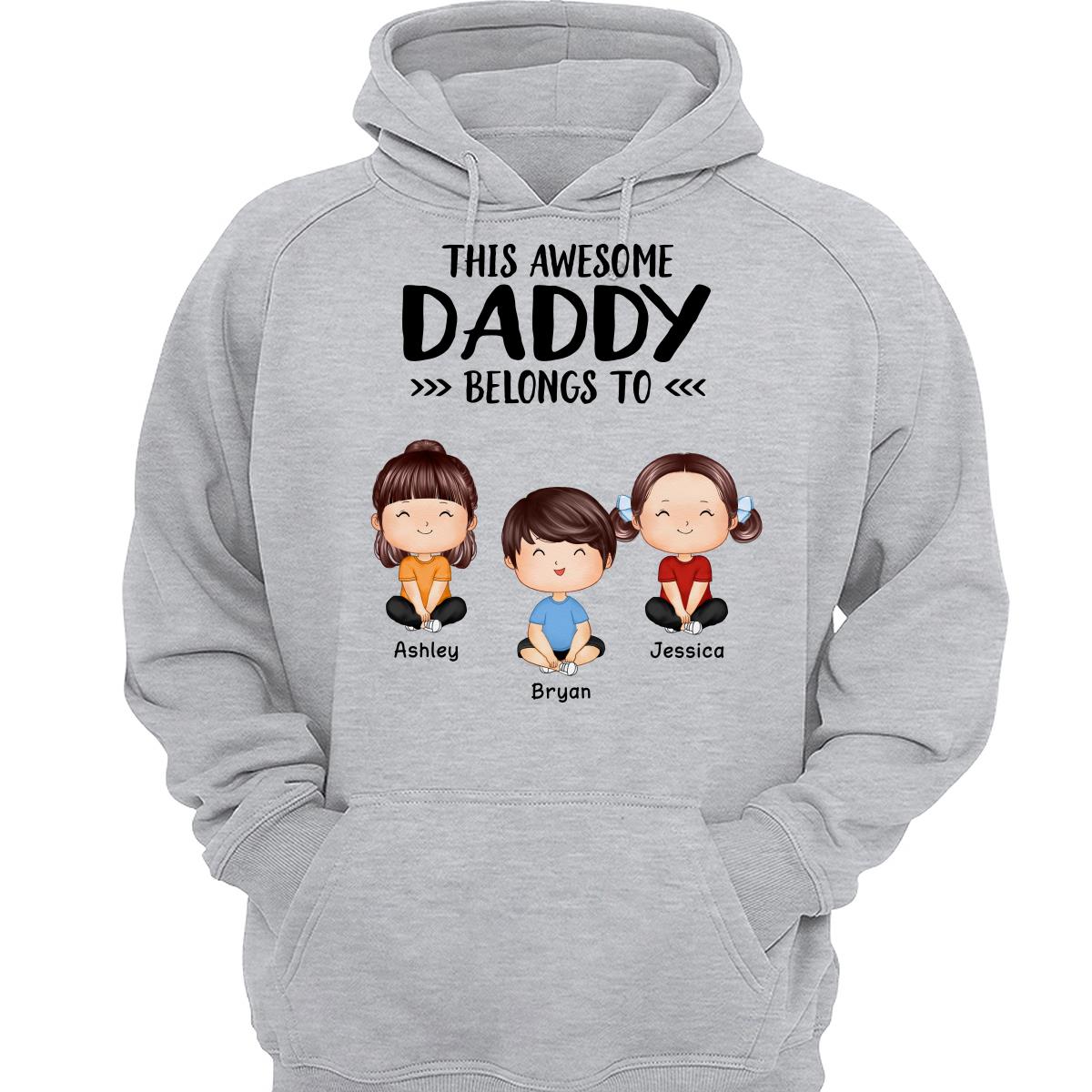 This Awesome Daddy Mommy Grandpa Grandma Belongs To Doll Kids Watercolor Styles Sitting Personalized Shirt