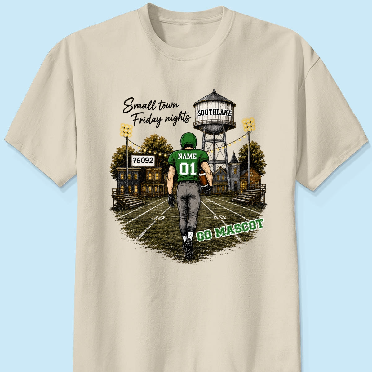 Custom Town Name & Zip Code - Personalized Shirt - Game Day Shirt for Football Mom, Football Mama