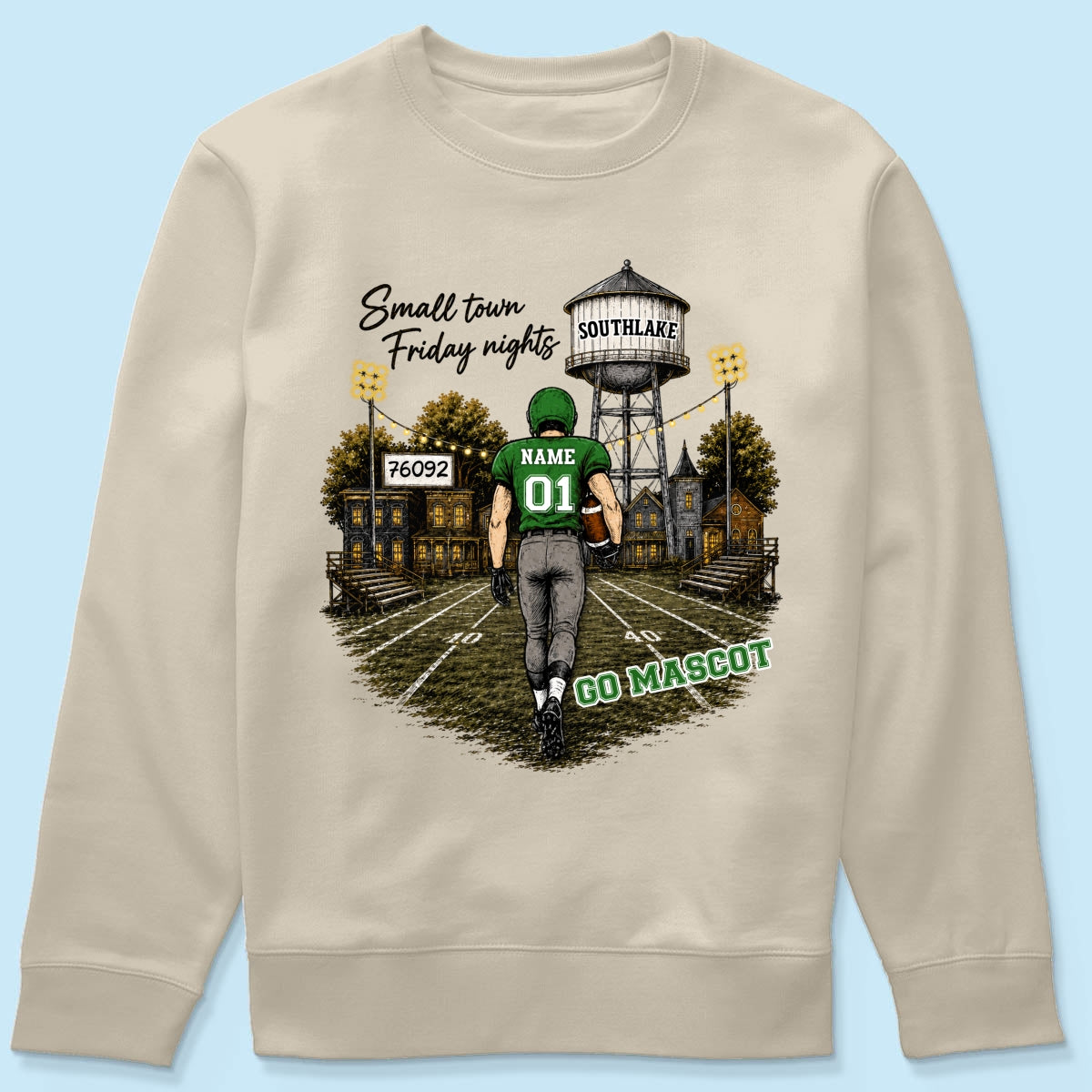 Custom Town Name & Zip Code - Personalized Shirt - Game Day Shirt for Football Mom, Football Mama