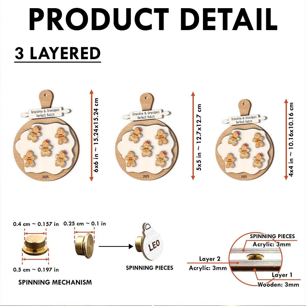 Gingerbread Cookie Perfect Batch - Personalized Spinning Charm Ornament