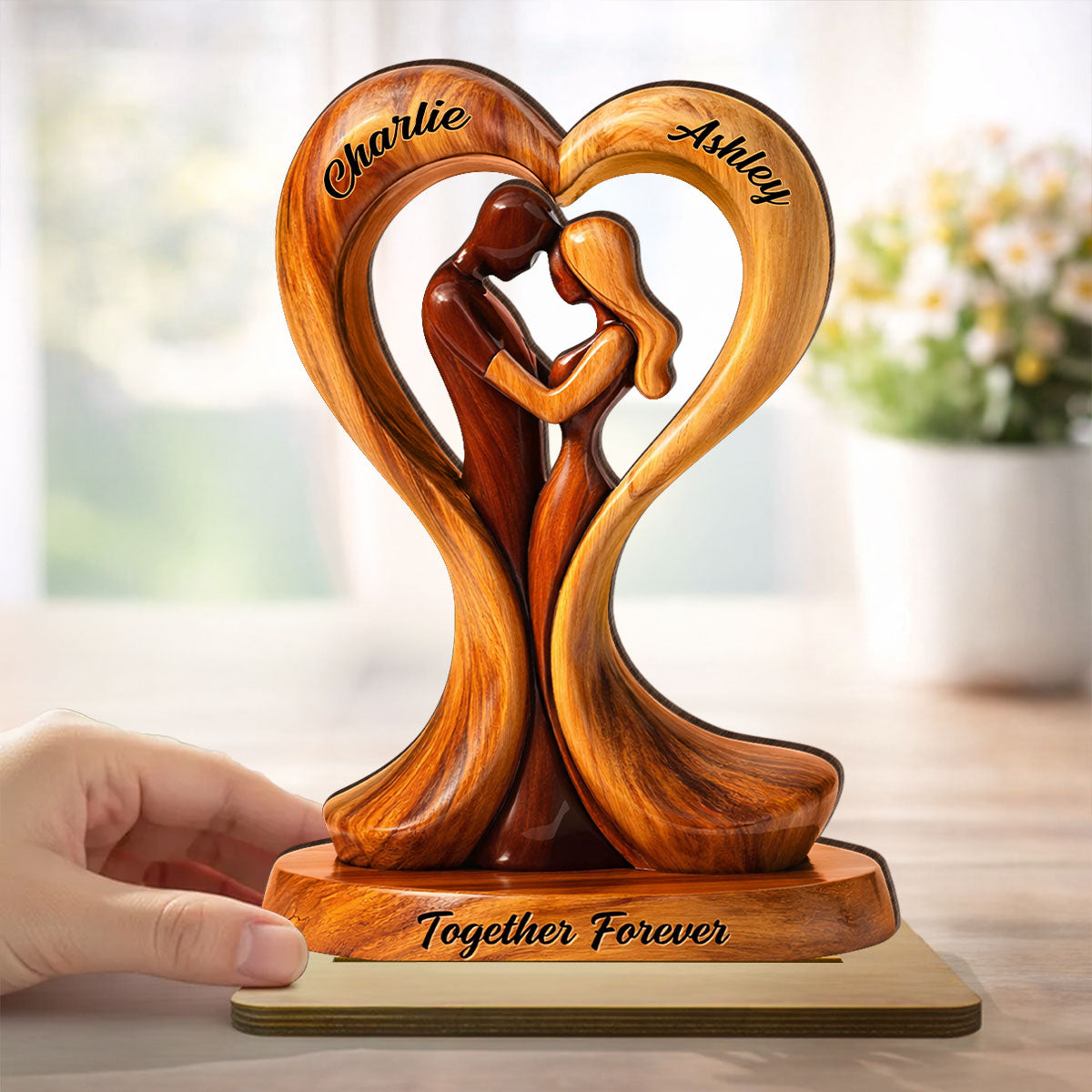 Together Forever Wooden Couple - Personalized 2-Layered Wooden Plaque - Anniversary, Valentine's Day Gift, Gift For Him, Gift For Her