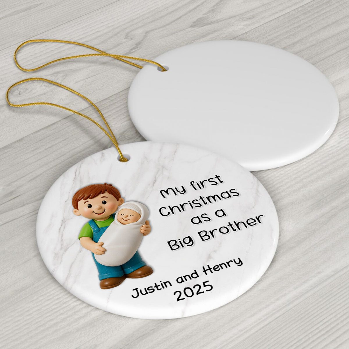 My First Christmas As Big Sister Big Brother - Personalized Ceramic Ornament - Proud New Big Siblings Gift