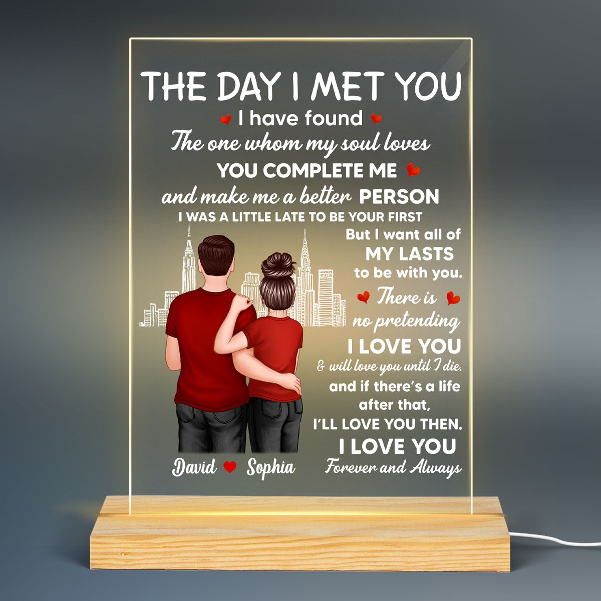 Couple I Met You Personalized LED Night Light, Acrylic LED Lamp