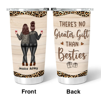 Back View Besties Gift For Best Friends Leopard Personalized Tumbler