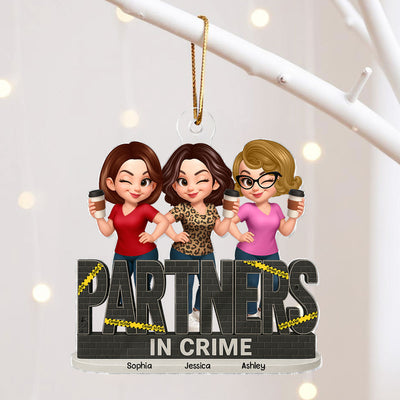 Partners In Crime Do Not Cross Besties Sisters Personalized Acrylic Ornament