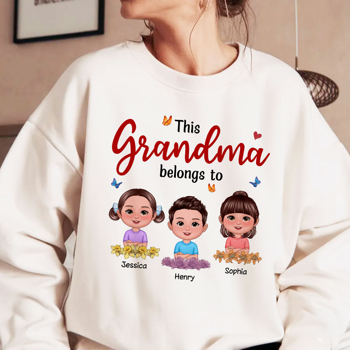 This Grandma Mom Belongs To Birth Month Flowers Cute Kids Personalized Shirt, Gift for Moms, for Grandmas