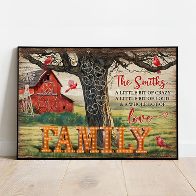Personalized Family Names Tree Farmhouse Marquee Poster, Wall Art Decor, Family Gift