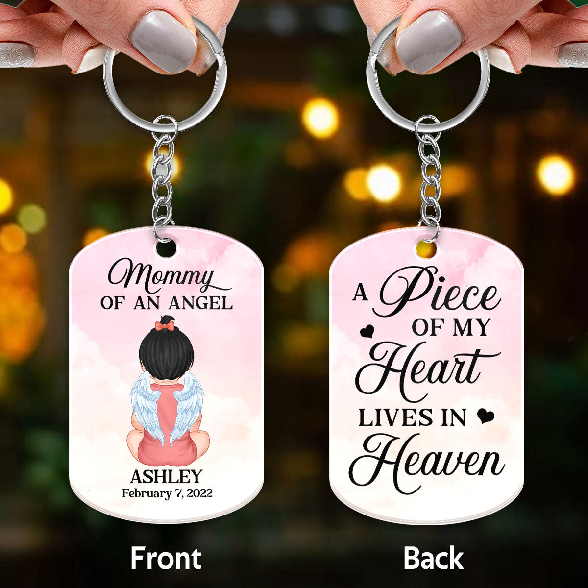 Mom Dad Of An Angel Miscarriage Infant Loss Memorial Sympathy Gift Personalized Acrylic Keychain