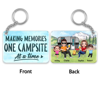 Happy Campers Family Doll Couple & Kids Camping Personalized Acrylic Keychain