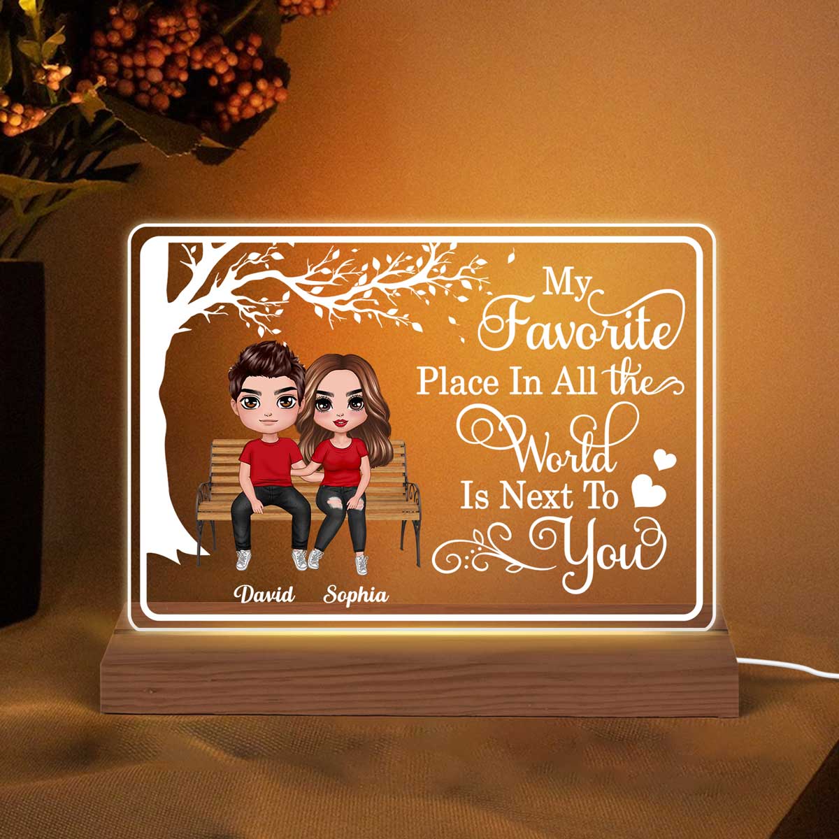 My Favorite Place Sitting Doll Couple Personalized Custom Shape LED Night Light LED Lamp