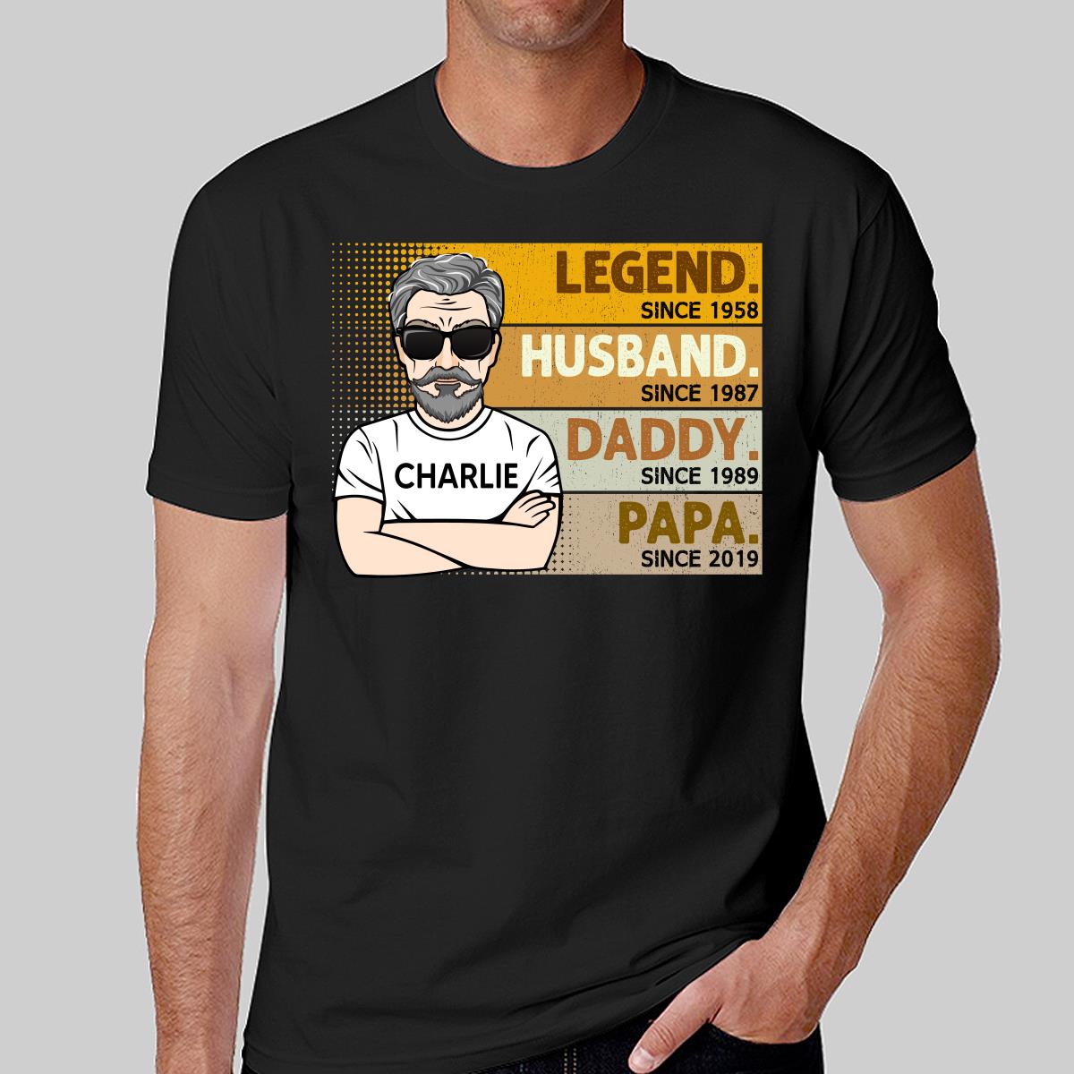 Retro The Legend Grandpa Gift For Grandpa Personalized Shirt