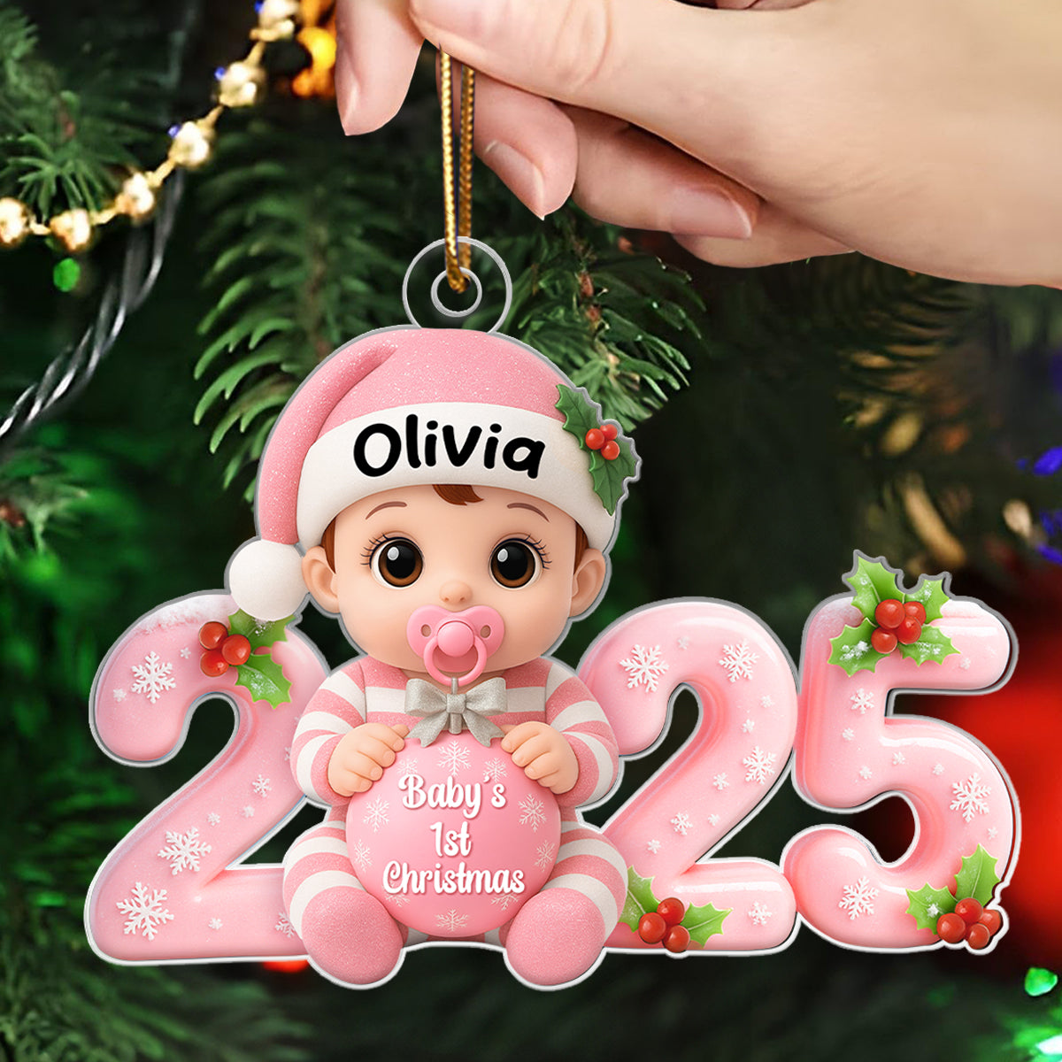 3D Effect Baby 1st Christmas 2025 - Personalized Acrylic Ornament - Heartwarming Christmas Gift For New Born, Baby