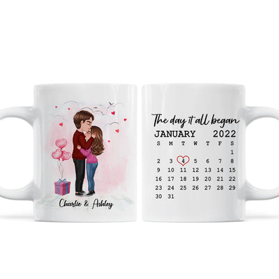 Standing Doll Couple Kissing Personalized Mug - Gift For Him Gift For Her