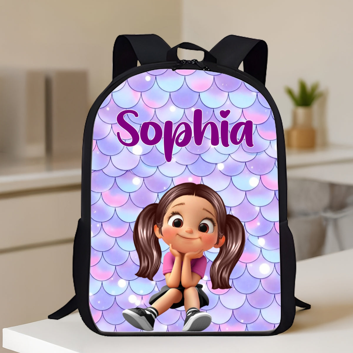 Floral Pink Pattern Personalized Backpack, Custom Back to School Kids Backpack, Kindergarten Elementary School Bookbag for Girl