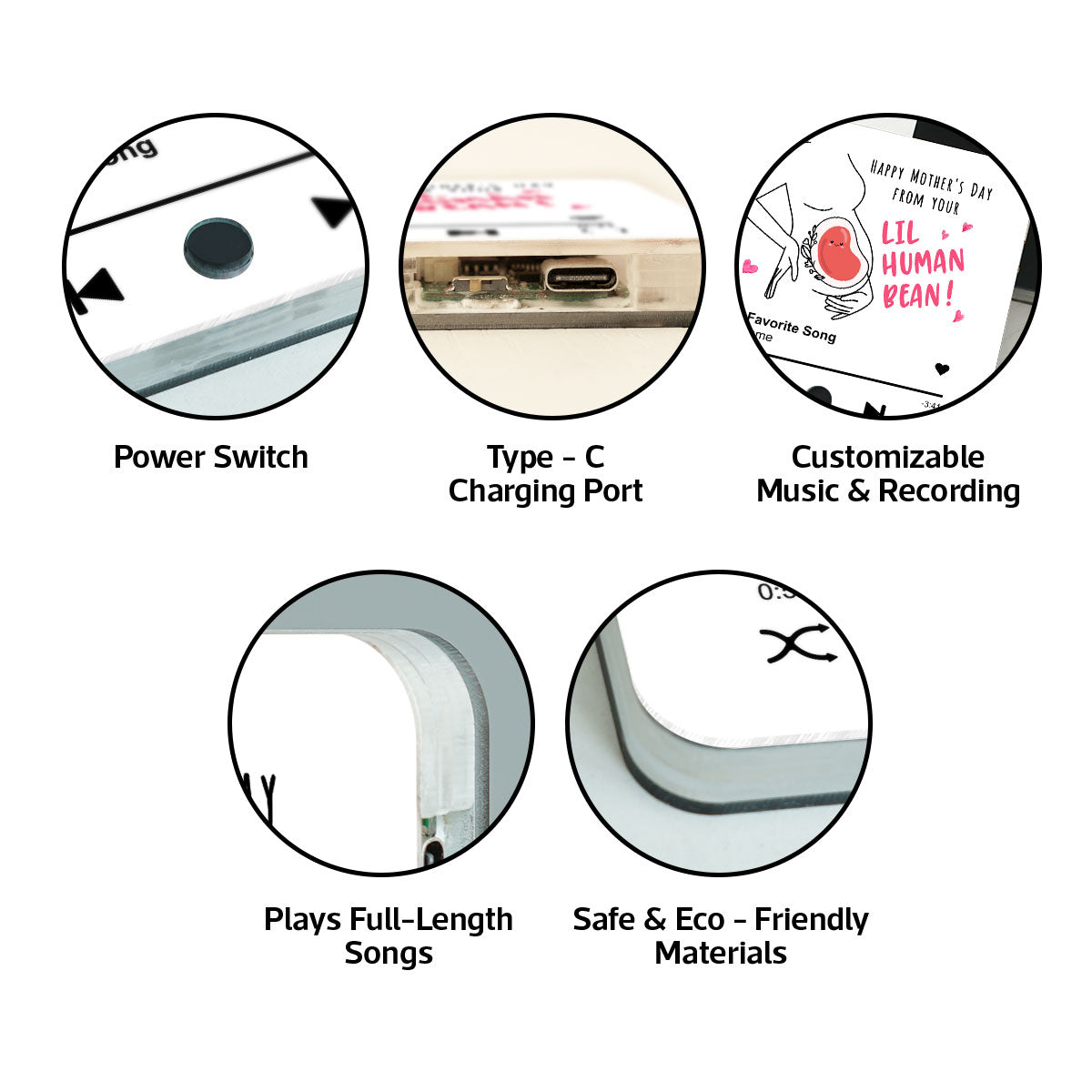 Lil Human Bean Personalized Music Fridge Magnet, Perfect Gift For Pregnant Wife, Custom Favorite Song As Messages