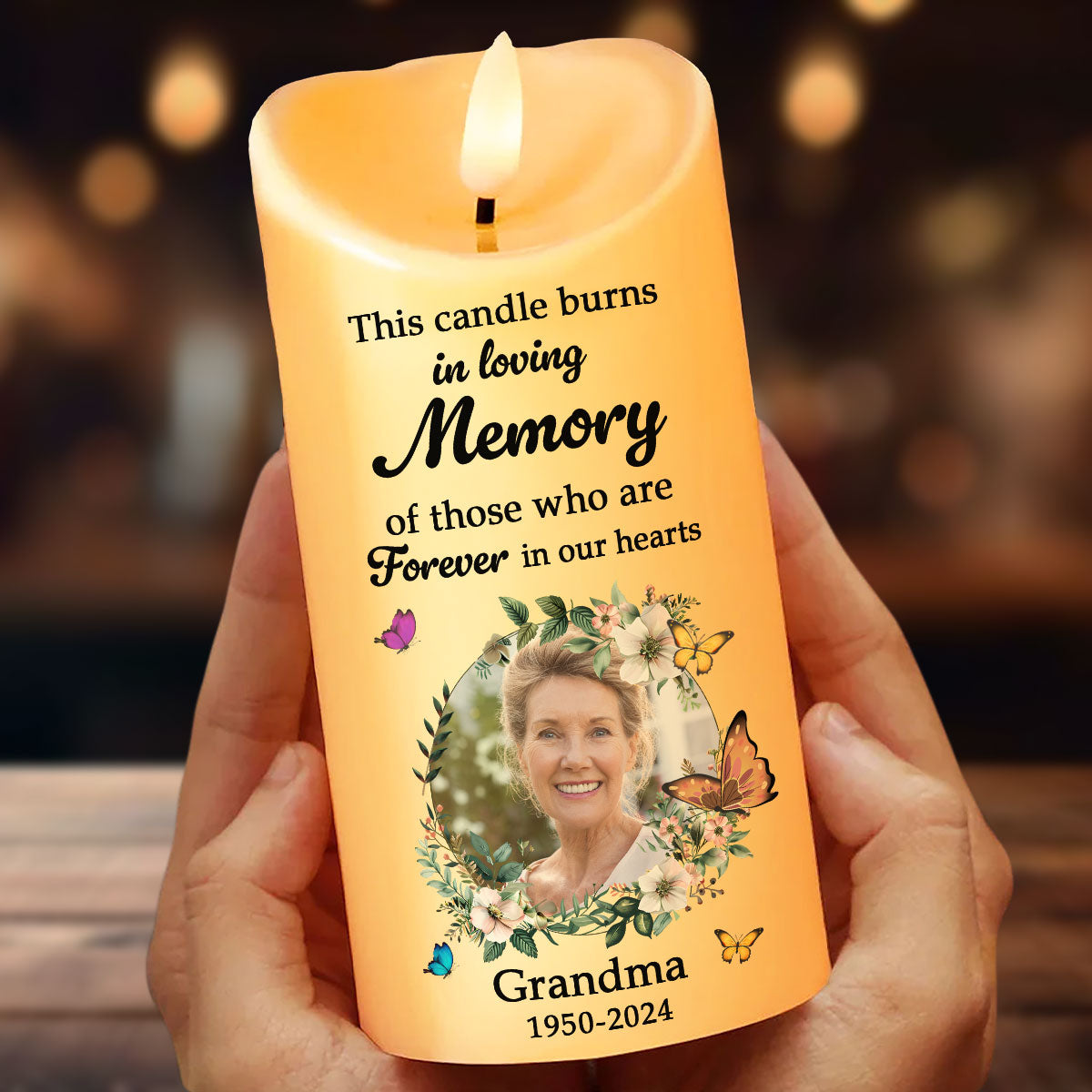 In Loving Memory Of Lost Loved Ones, Custom Photo Personalized LED Candle, Sympathy Gift