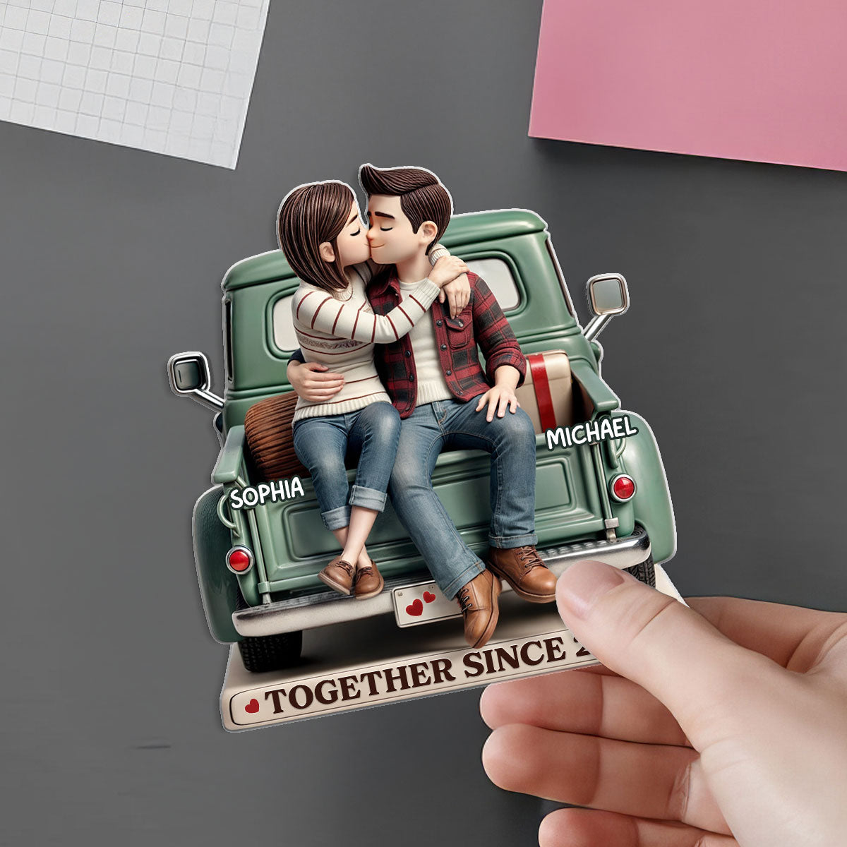 Couple On Truck Personalized Acrylic Fridge Magnet, Heartfelt Gift For Couple, For Him, For Her, Boyfriend, Girlfriend, Husband, Wife