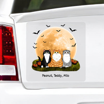 Cats In Moonlight Halloween Personalized Decal, Halloween Decor