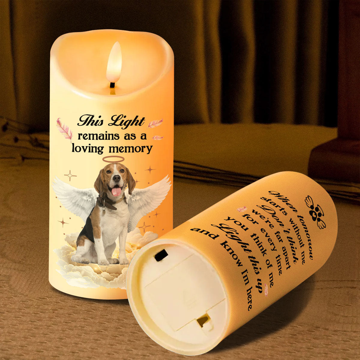 When Tomorrow Starts Without Me Pet Loss Memorial Personalized LED Candle, Custom Photo Sympathy Gift