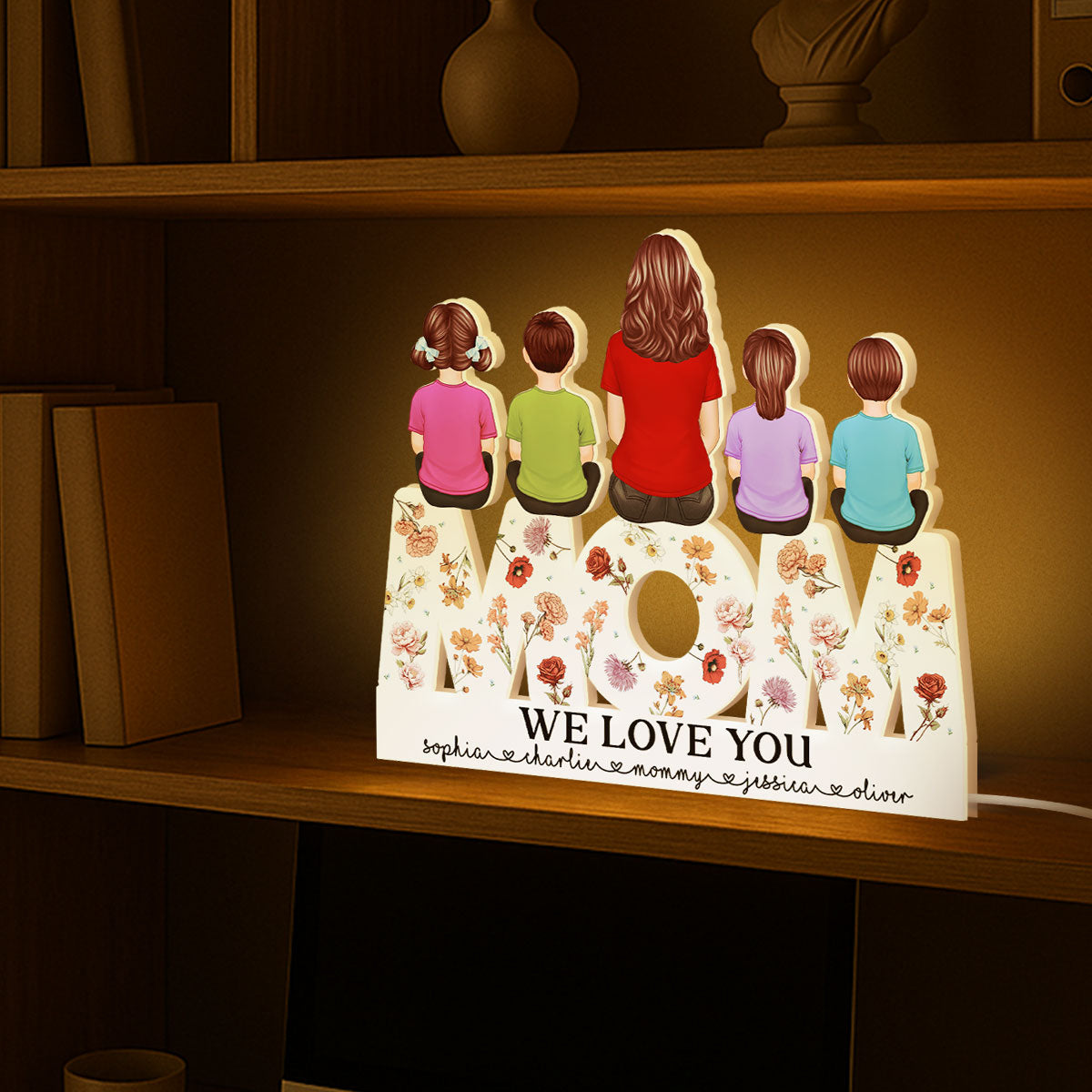 MOM Floral Personalized Light Box, Heartfelt Gift For Mom