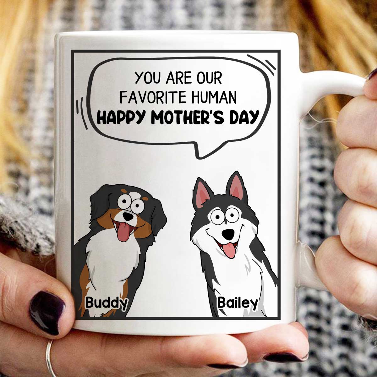 Mom You Are My Favorite Human Happy Mother‘s Day Conversation Box Gift For Dog Mom Personalized Mug