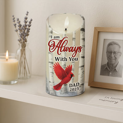Birch Tree Cardinals I Am Always With You Memorial - Personalized LED Candle