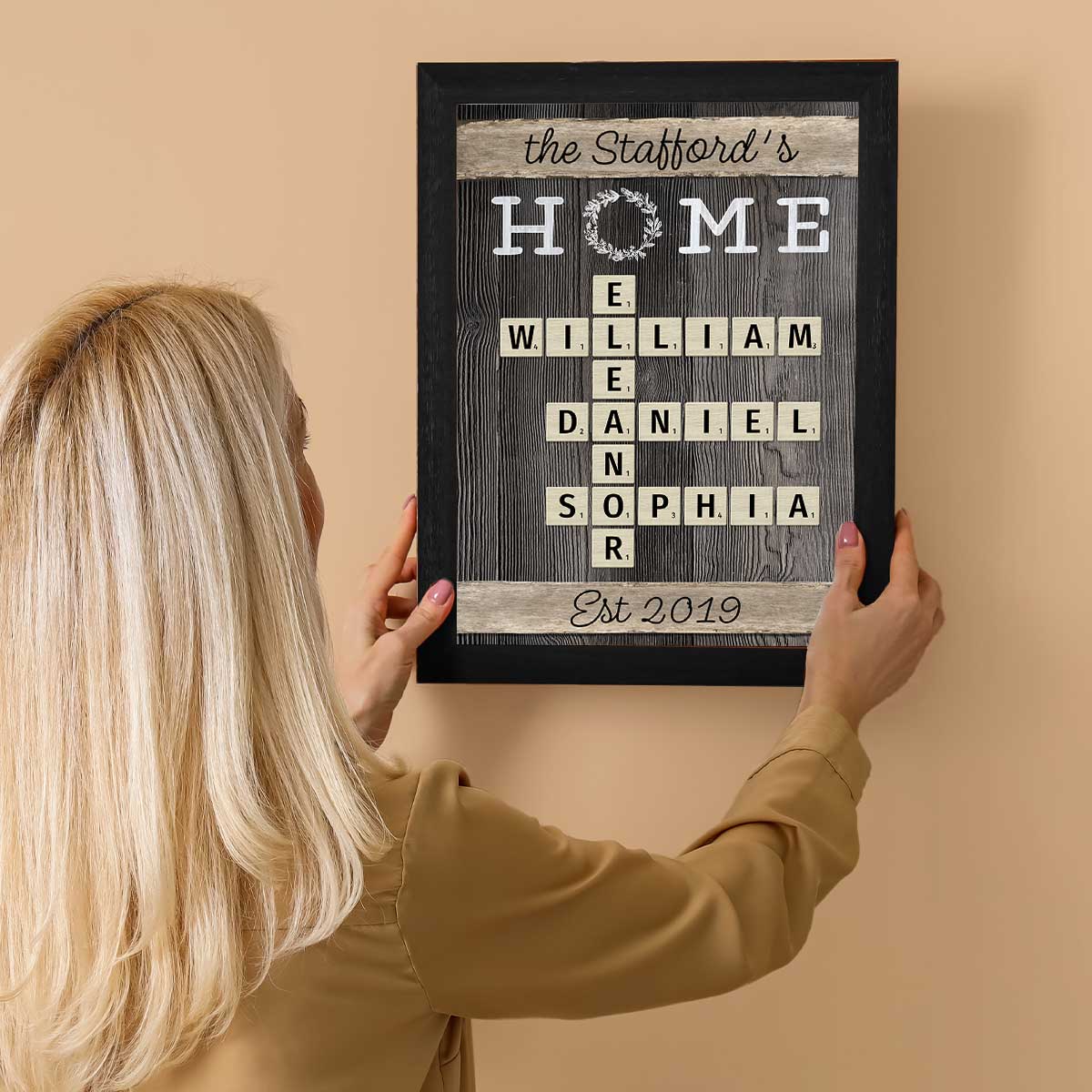 Personalized Family Name "Home" Poster, Crossword Puzzle Art, Family Decor