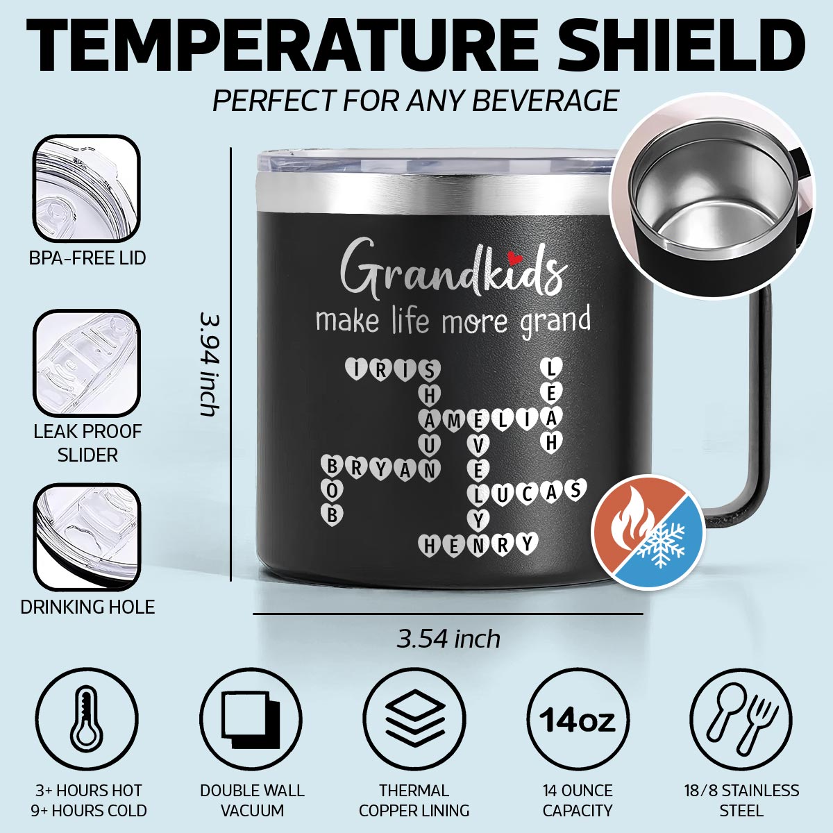 The Greatest Gift You Ever Know Crossword Puzzle Art Gift For Grandma Personalized Stainless Steel Tumbler With Handle