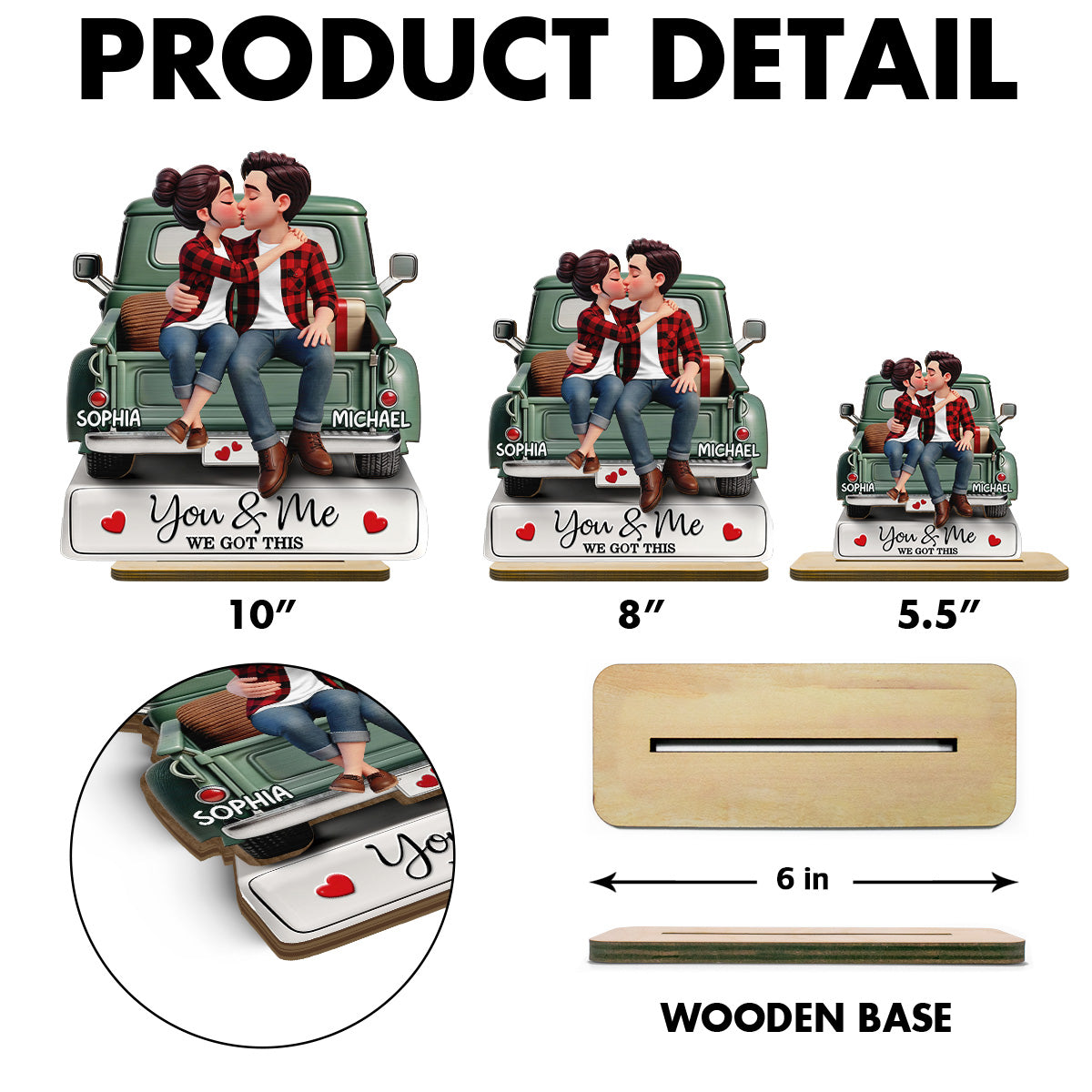 Forever Love Couple Kissing On The Truck - Personalized 2-Layered Wooden Plaque - Valentine's Day Gift For Couple, For Him, For Her