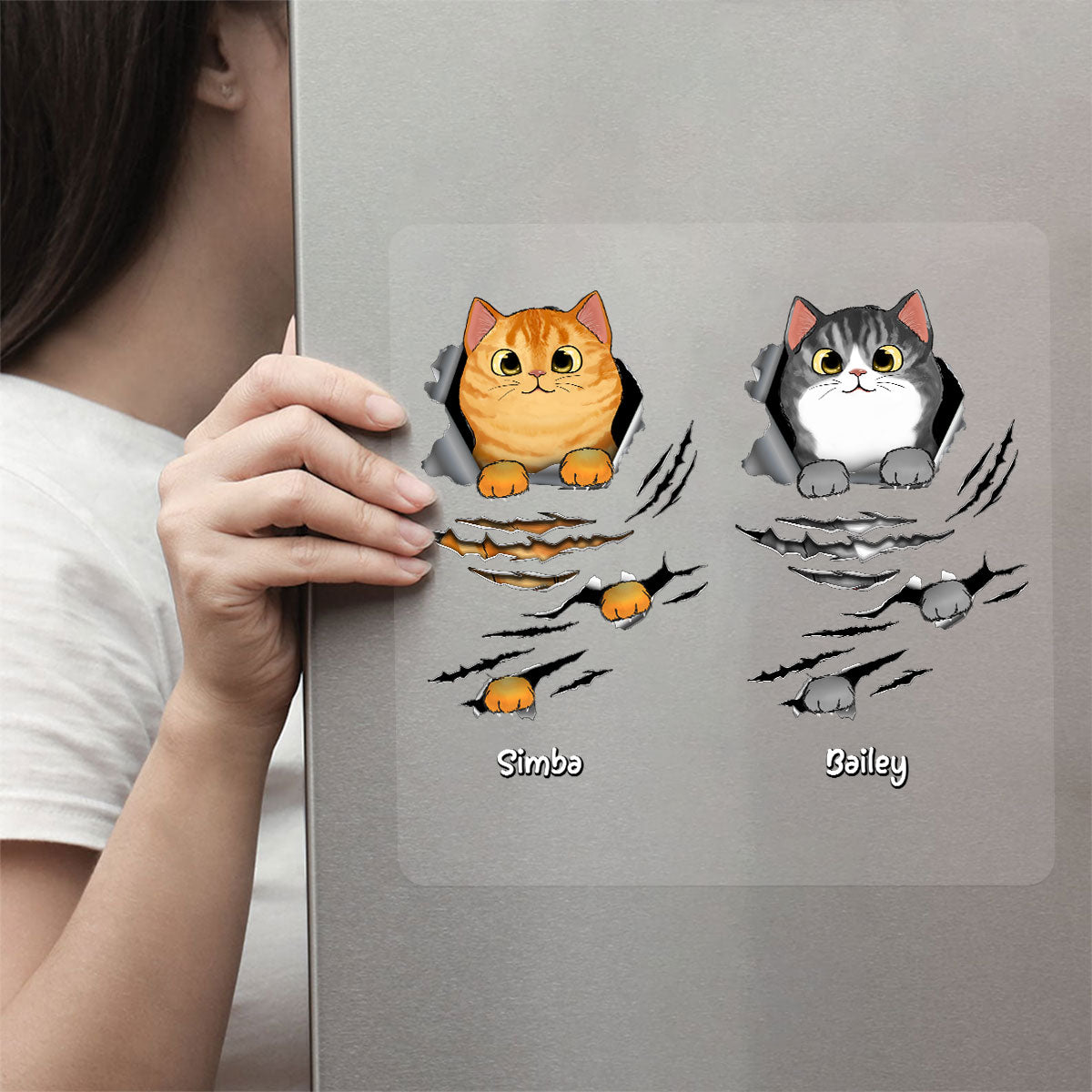 Fluffy Cat Scratch Cat Lover Decor Personalized Decal