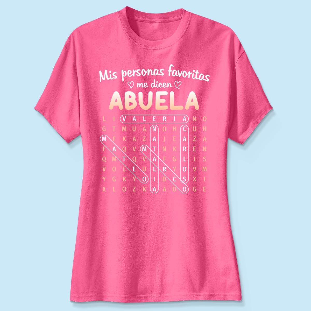 My Favorite People Call Me Abuela Word Search Puzzle - Personalized Shirt - Mother's Day Gift for Spanish Grandma