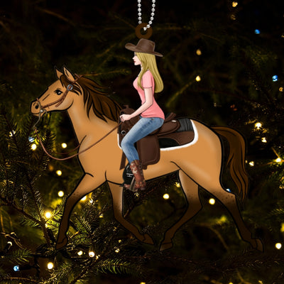 Girl Riding Horse Personalized Acrylic Ornament
