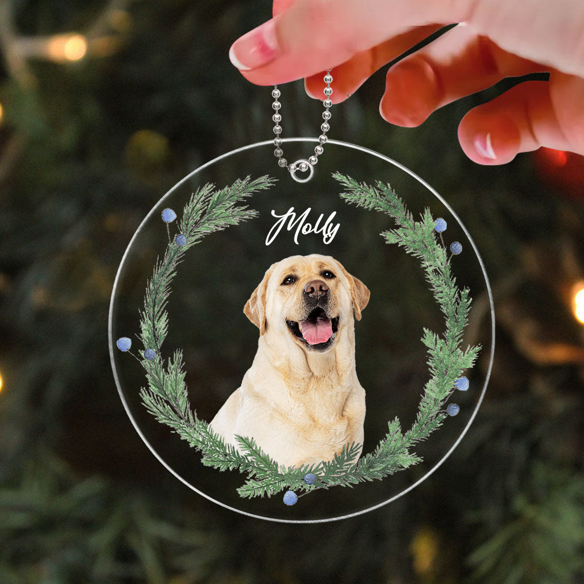 Personalized Pet Photo Acrylic Ornament, Custom Dog Cat Christmas Ornament, Christmas Gift For Dog Cat Pet Lovers