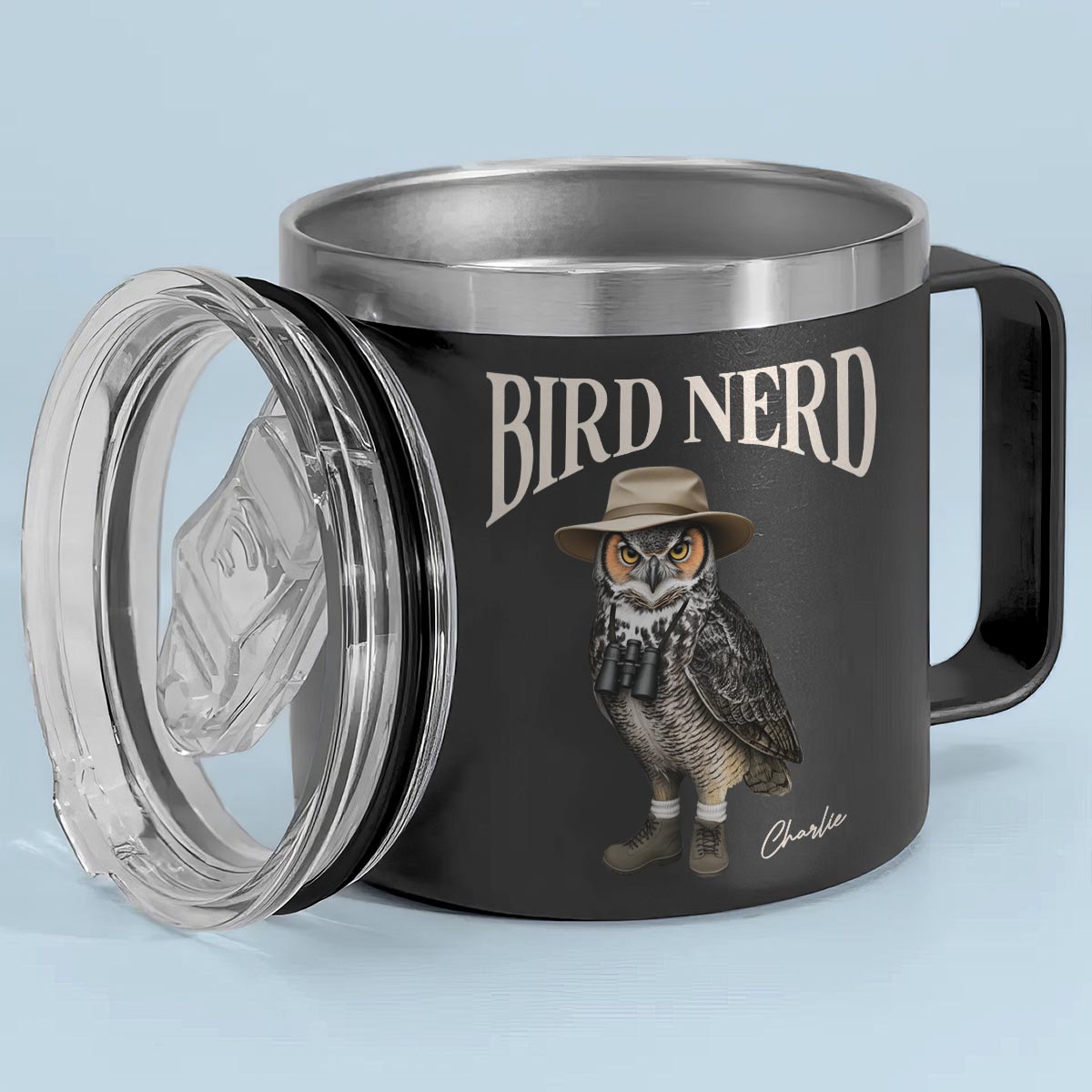 Bird Nerd Funny Bird Watcher, Bird Twitcher Gift for Bird Lover Personalized Stainless Steel Tumbler With Handle
