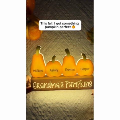 3D Effect Grandma Little Pumpkins Personalized LED Light Box