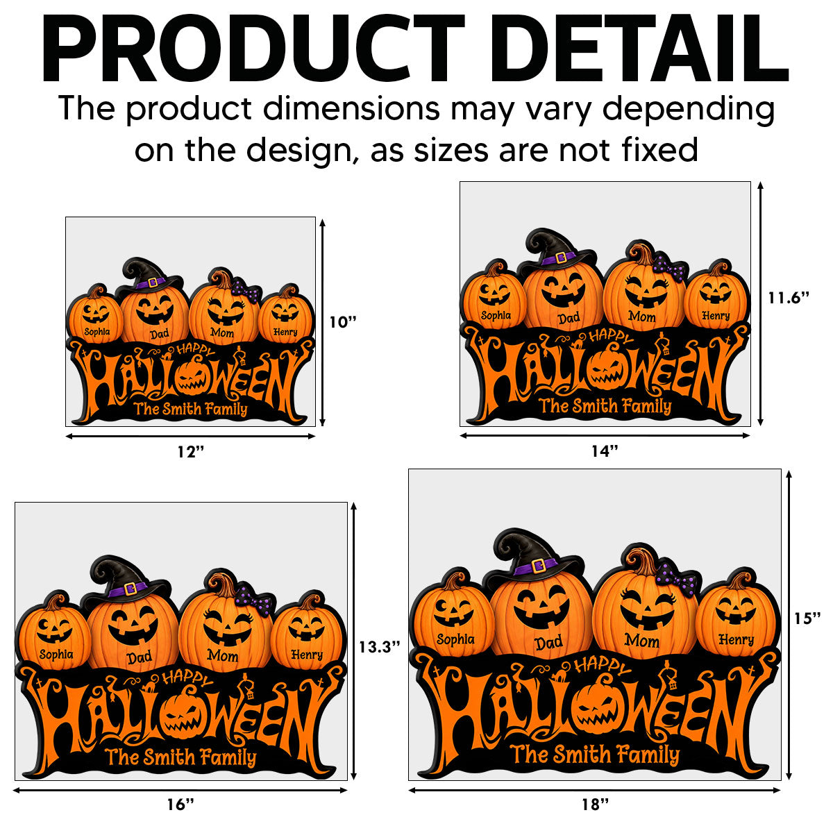 Family Happy Halloween Jack-O-Lantern Pumpkins - Personalized Yard Sign - Halloween Decor For Family